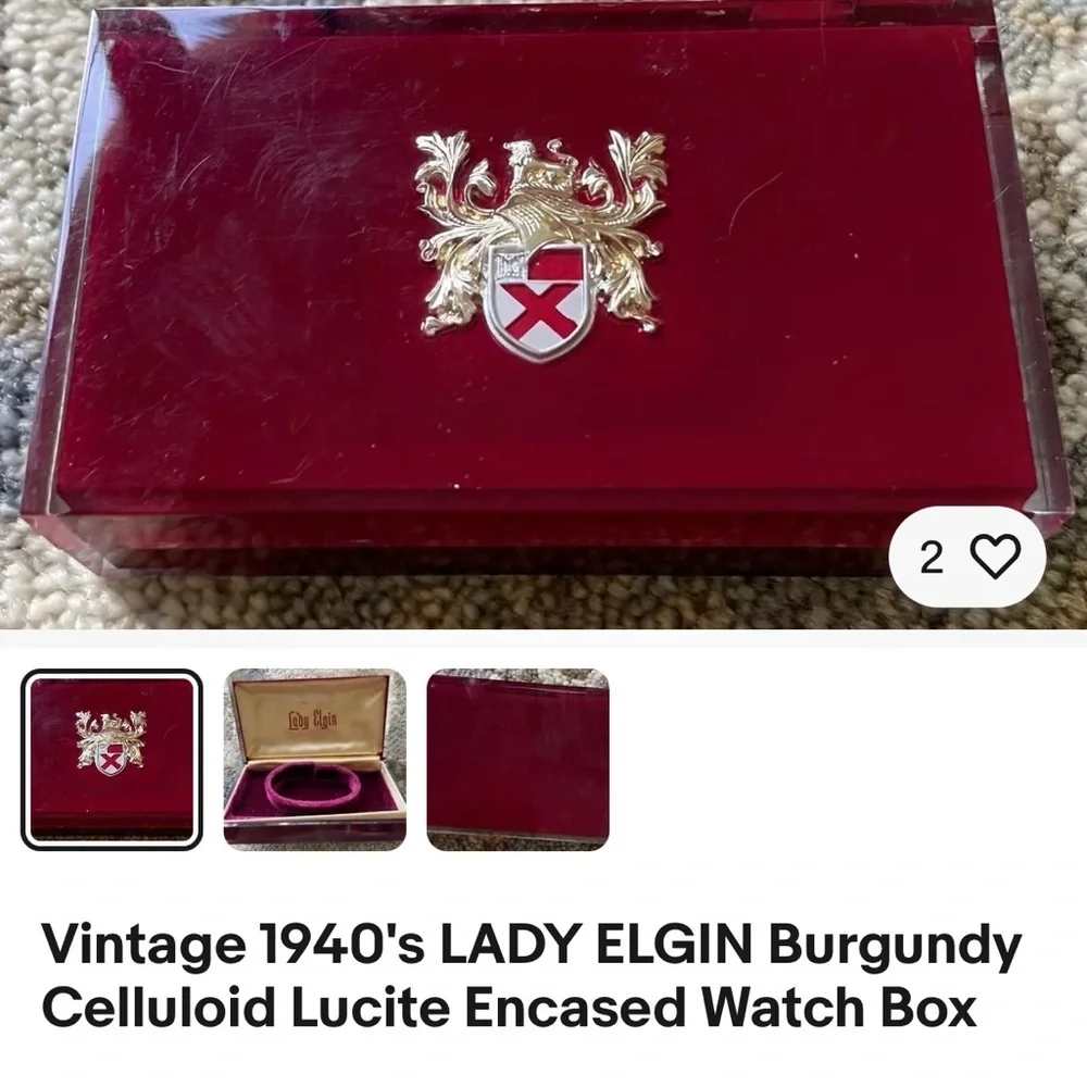 Vintage Lady Elgin Watch Box Only Velvet Lined Jewelry Watch Box - Picture 15 of 15